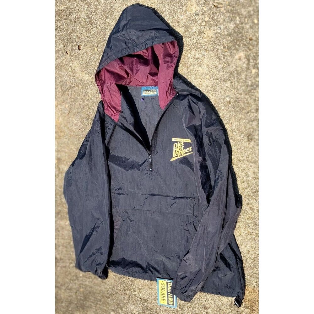 Harvard Square Diet Dr Pepper Windbreaker Jacket Unisex XL Black Vintage NWT